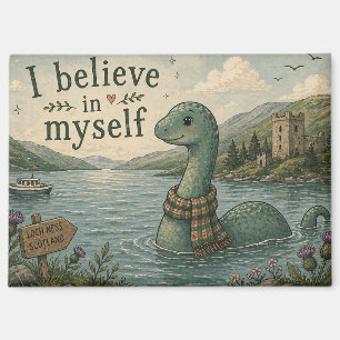 I believe in myself whimsical Loch Ness Monster Magnet