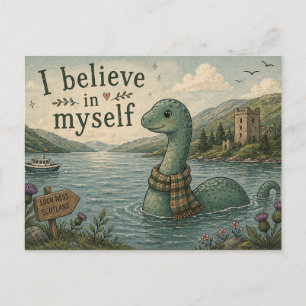 I believe in myself whimsical Loch Ness Monster Postcard