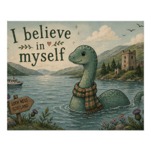 I believe in myself whimsical Loch Ness Monster Poster