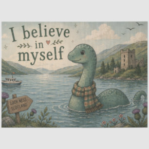I believe in myself whimsical Loch Ness Monster Tissue Paper
