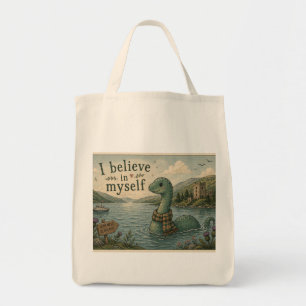 I believe in myself whimsical Loch Ness Monster Tote Bag