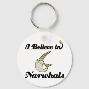 i believe in narwhals key ring