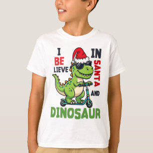 I Believe In Santa And Dinosaur Kids T-Shirt