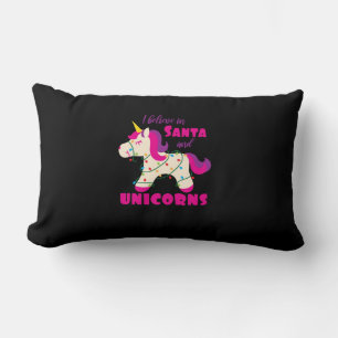 I believe in Santa and unicorns Lumbar Cushion
