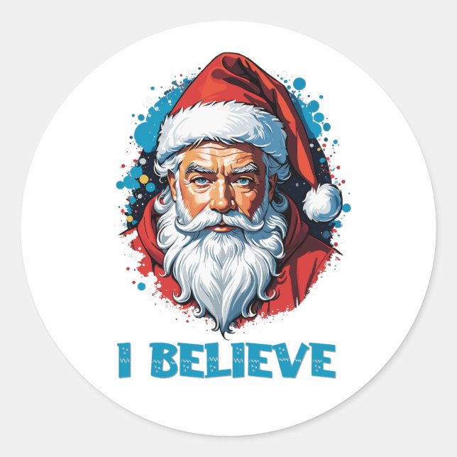 I Believe in Santa Claus Graffiti Style Design Classic Round Sticker (Front)