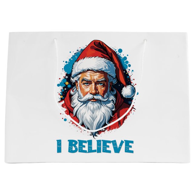 I Believe in Santa Claus Graffiti Style Design Large Gift Bag (Front)