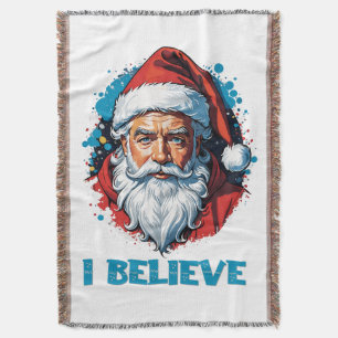 I Believe in Santa Claus Graffiti Style Design Throw Blanket