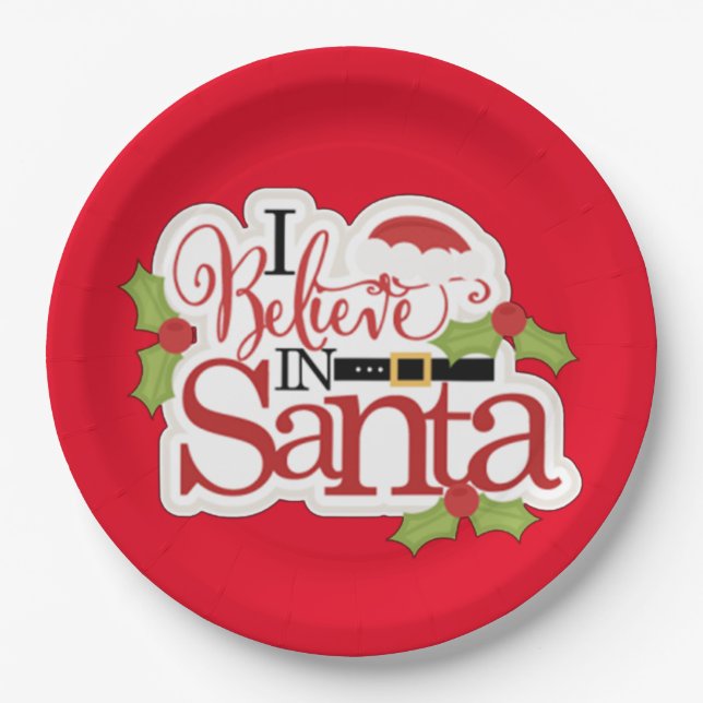 I Believe In Santa Paper Plate (Front)