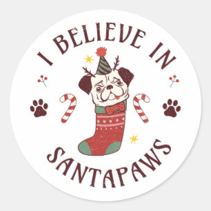 I Believe In Santa Paws Classic Round Sticker