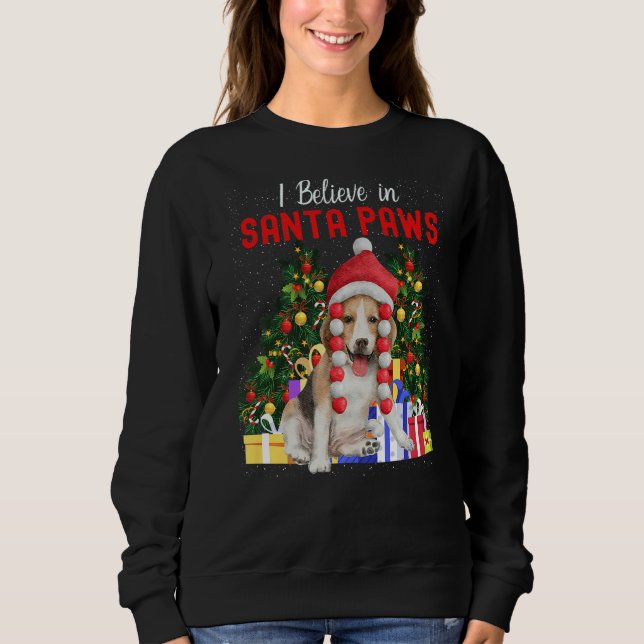 I Believe In Santa Paws  Cute Christmas Beagle Pup Sweatshirt (Front)