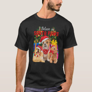 I Believe In Santa Paws  Cute Dogs Wearing Xmas Ha T-Shirt