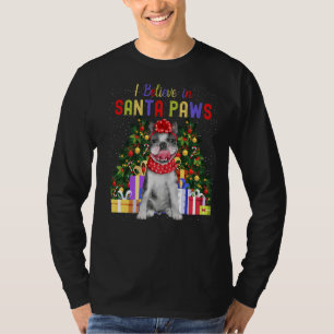 I Believe In Santa Paws Cute French Bulldog Chris T-Shirt