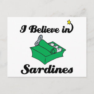 i believe in sardines postcard