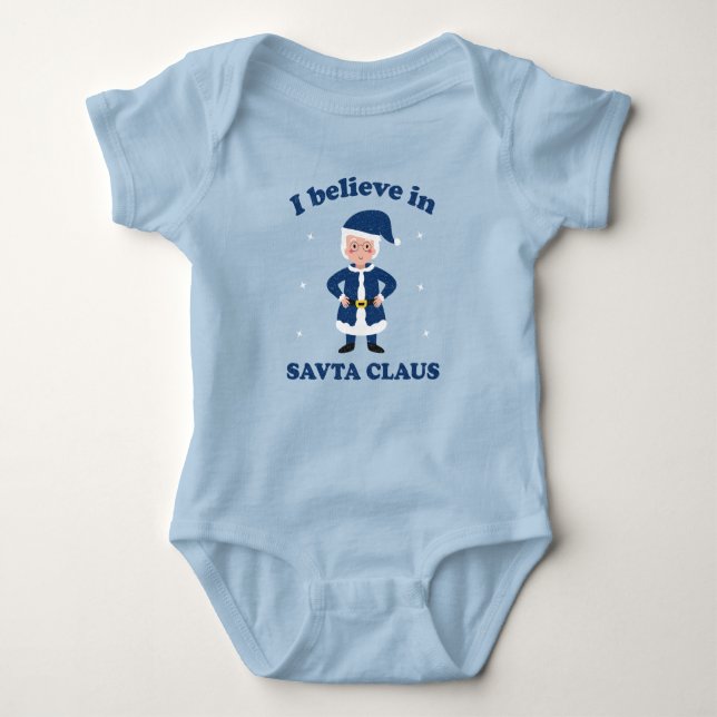 I Believe in Savta Claus - Cute Chanukah Baby Bodysuit (Front)