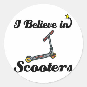 i believe in scooters classic round sticker