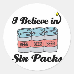 i believe in six packs classic round sticker