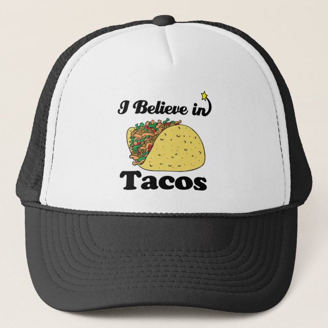 i believe in tacos trucker hat (Front)