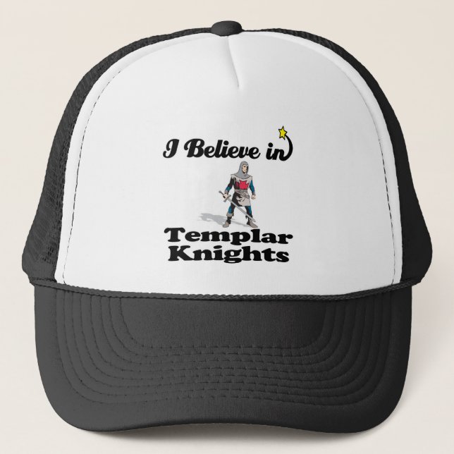 i believe in templar knights trucker hat (Front)