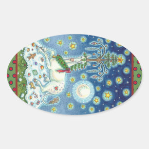 I BELIEVE IN THE CHRISTMAS UNICORN, HORSE STICKERS