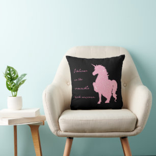 I believe in the invisible pink unicorn. cushion