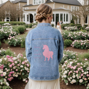 I believe in the invisible pink unicorn. denim jacket