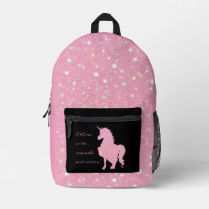 I believe in the invisible pink unicorn. printed backpack