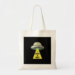 I Believe In UFO'S Alien Spaceship Tote Bag