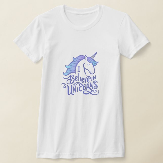 I Believe in Unicorns Sticker t shirt design (Laydown)