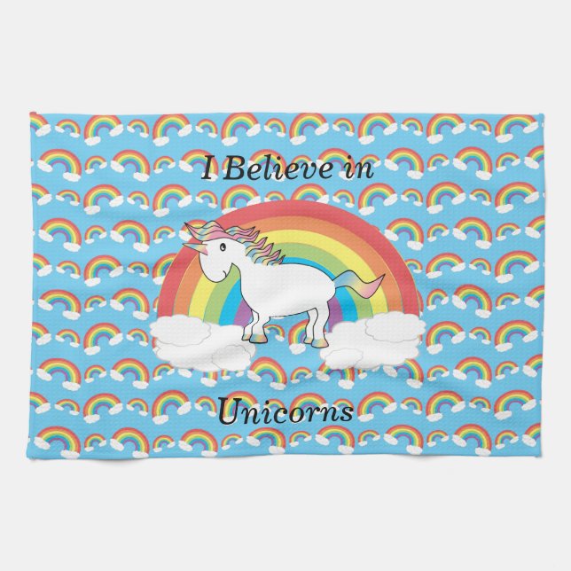 I believe in unicorns tea towel (Horizontal)