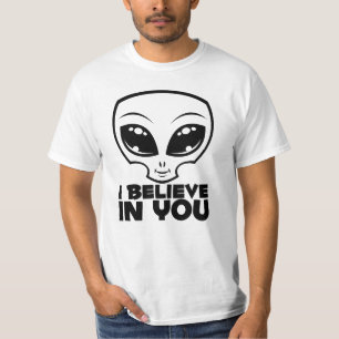 I Believe In You Alien In Black Line T-Shirt