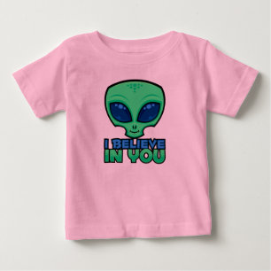 I Believe In You Friendly Cartoon Alien Baby T-Shirt