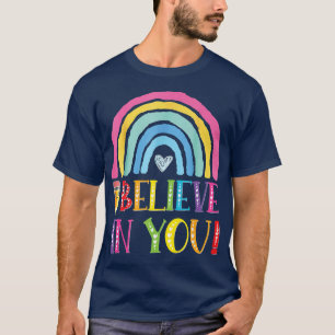 I Believe In You Rainbow Leopard Print Test Day Te T-Shirt