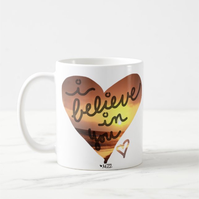 I Believe In You Sunset Heart Coffee Mug (Left)