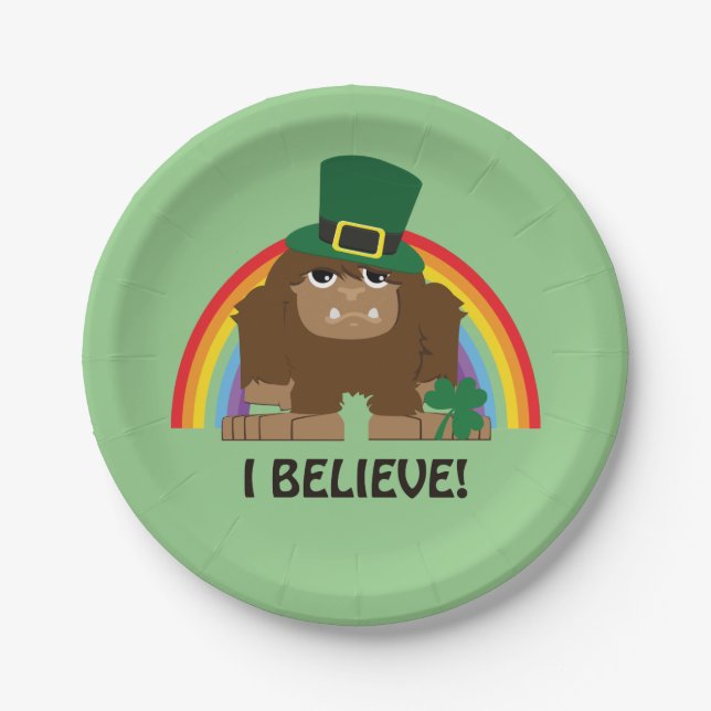 I Believe! Leprechaun Bigfoot Paper Plate (Front)