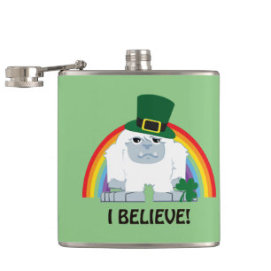 I Believe! Leprechaun yeti Hip Flask