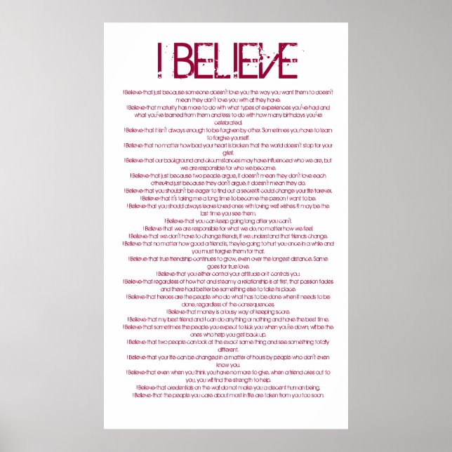 I Believe Poster (Front)