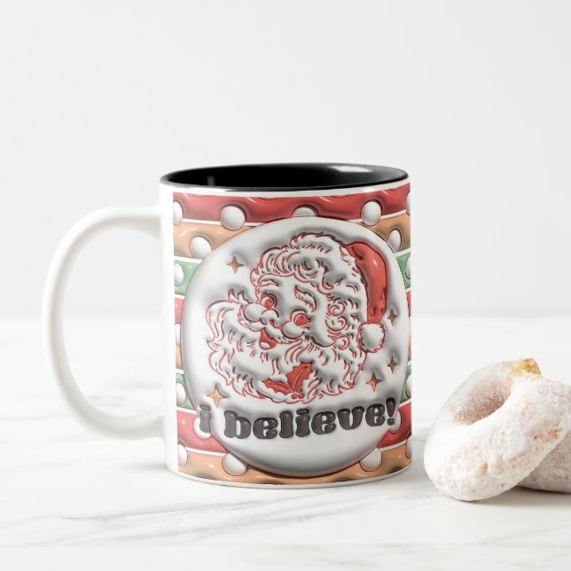 I believe Santa Mug - 3D puffy style (With Donut)