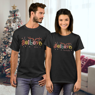 I Believe She Is Pregnant Christmas Couple T-Shirt
