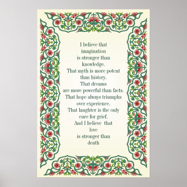 I believe that imagination is stronger knowledge poster (Front)