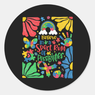 I Belive In A Spectrum Of Possibilities Autism Bow Classic Round Sticker