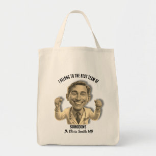 I belong to the best team of surgeons cartoon tote bag
