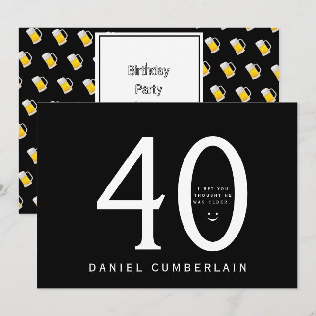 I bet You Thought He Was Older Fortieth Birthday Invitation (Front/Back)