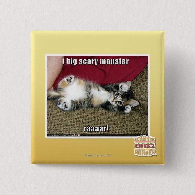I big scary monster 15 cm square badge (Front)