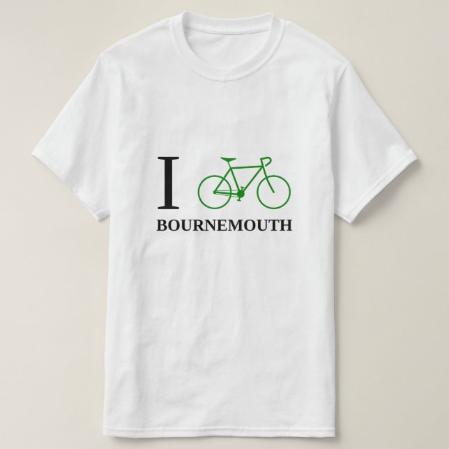 I Bike BOURNEMOUTH (Green Bicycle Icon) T-Shirt (Design Front)