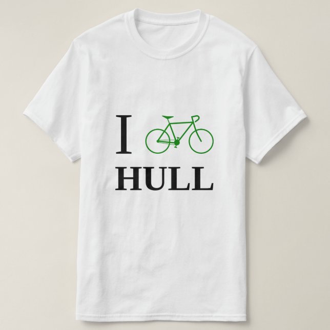 I Bike HULL (Green Bicycle Icon) T-Shirt (Design Front)