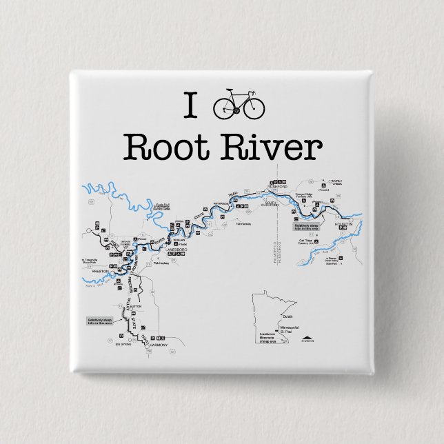 I Bike Root River 15 Cm Square Badge (Front)