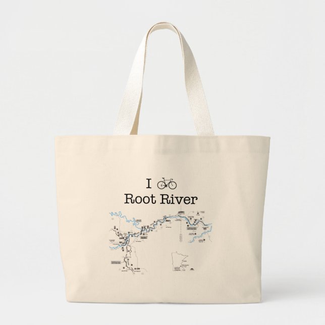 I Bike Root River Large Tote Bag (Front)