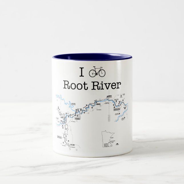 I Bike Root River Two-Tone Coffee Mug (Center)