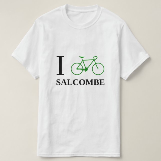 I Bike SALCOMBE (Green Bicycle Icon) T-Shirt (Design Front)