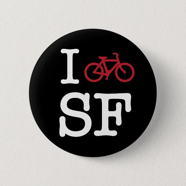 I bike SF (custom SF biking) 6 Cm Round Badge (Front)